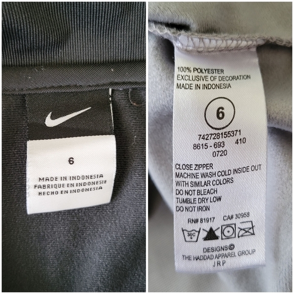 Nike Boys Gray Colorblock Zip-Up Athletic Track Jacket Size 6 Spellout on Sleeve - Picture 7 of 10